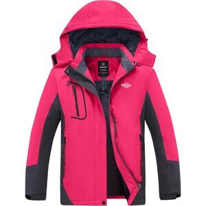 Women's Rose Red Mountain Waterproof Ski Jacket Windproof Rain Jacket  Coat